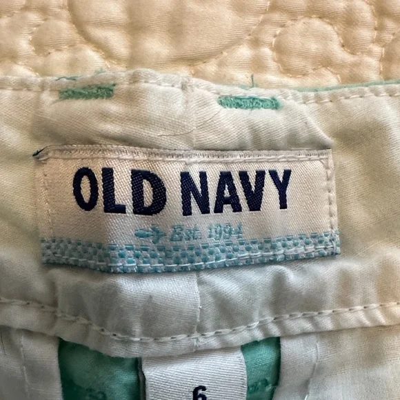 Old Navy Mint Green Shorts with Pink Flamingo Embroidery - Picture 2 of 6